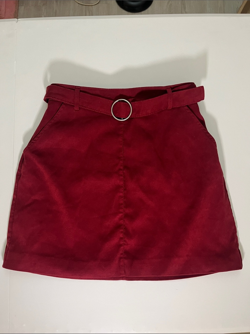 Hollister Ultra High Rise Red Belted A-Line Mini Skirt Small - Picture 2 of 7